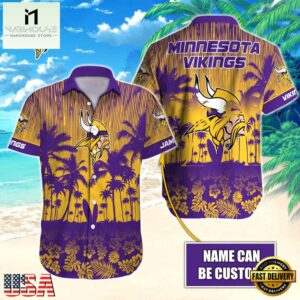 NFL Minnesota Vikings Vintage Style Custom Name Hawaiian Shirt
