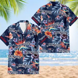 NFL New England Patriots Football Team Flower Summer Design Hawaiian Button Shirt