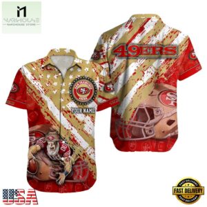 NFL San Francisco 49ers Football American Flag Mascot Custom Name Hawaiian Shirt