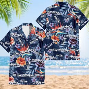 NFL Seattle Seahawks Football Team Flower Summer Design Hawaiian Button Shirt