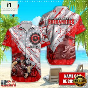 NFL Tampa Bay Buccaneers Football American Flag Mascot Custom Name Hawaiian Shirt