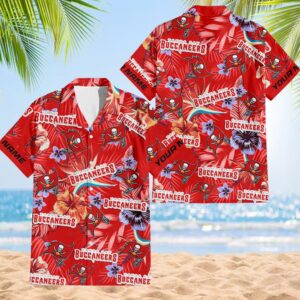 NFL Tampa Bay Buccaneers Football Team Flower Summer Design Hawaiian Button Shirt