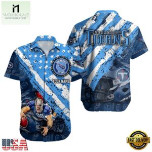 NFL Tennessee Titans Football American Flag Mascot Custom Name Hawaiian Shirt