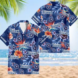 NFL Tennessee Titans Football Team Flower Summer Design Hawaiian Button Shirt