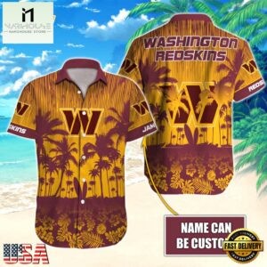 NFL Washington Commanders Vintage Style Custom Name Hawaiian Shirt