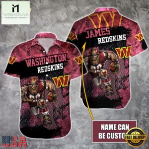 NFL Washington Commanders Warrior Mascot Custom Name Hawaiian Shirt