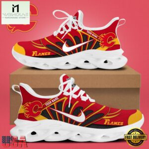 NHL Calgary Flames Hockey Logo Custom Name Max Soul Shoes