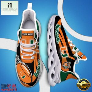 Custom Name Miami Hurricanes NCAA Team Sport Max Soul Shoes