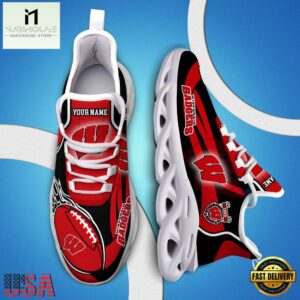 Custom Name Wisconsin Badgers NCAA Team Sport Max Soul Shoes