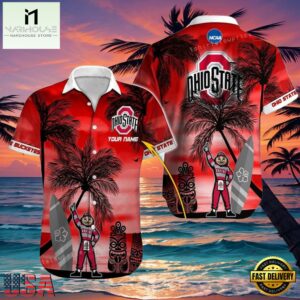 NCAA Custom Name Ohio State Buckeyes Hawaiian Shirt Man , Aloha Hawaiian Shirts 7 NCAA Custom Name Ohio State Buckeyes Hawaiian Shirt Man