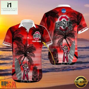 NCAA Custom Name Ohio State Buckeyes Hawaiian Shirt Man , Aloha Hawaiian Shirts 6 NCAA Custom Name Ohio State Buckeyes Hawaiian Shirt Man
