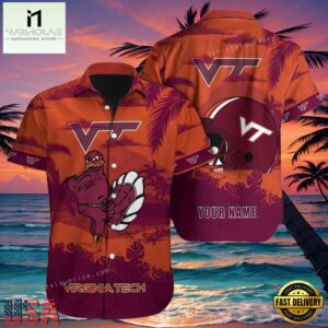 NCAA Custom Name Virginia Tech Hokies Hawaiian Shirt Cheap For Men Women