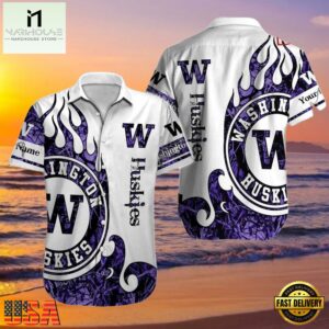 NCAA Custom Name Washington Huskies Hawaiian Shirt Outfit