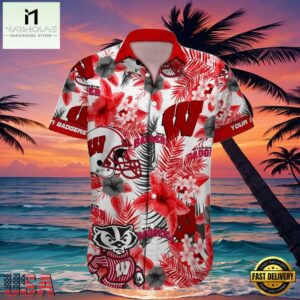 NCAA Custom Name Wisconsin Badgers Hawaiian Shirt Man