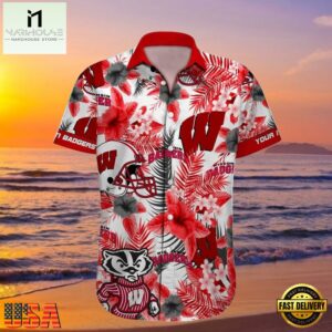 NCAA Custom Name Wisconsin Badgers Hawaiian Shirt Man