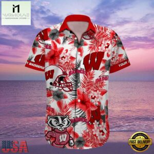 NCAA Custom Name Wisconsin Badgers Hawaiian Shirt Man