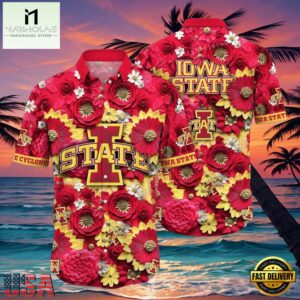 NCAA Iowa State Cyclones Flower Button Up Hawaiian Shirt 3D Shirt, Iowa State Cyclones Christmas Gifts