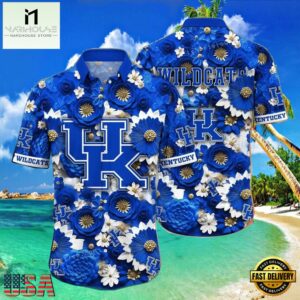 NCAA Kentucky Wildcats Flower Hawaiian Shirt Outfit 3D Shirt, Kentucky Wildcats Football Gifts For Her