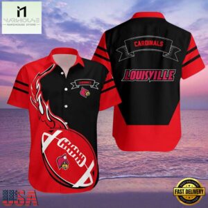 NCAA Louisville Cardinals Red Black Hawaiian Shirt