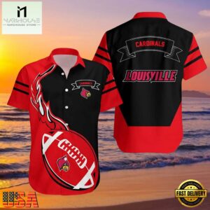 NCAA Louisville Cardinals Red Black Hawaiian Shirt