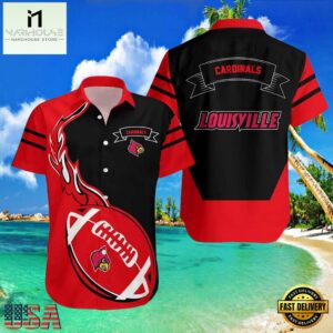 NCAA Louisville Cardinals Red Black Hawaiian Shirt
