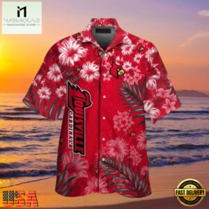 NCAA Louisville Cardinals Red Flowers Hawaiian Shirt