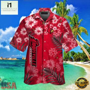 NCAA Louisville Cardinals Red Flowers Hawaiian Shirt