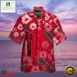 NCAA Louisville Cardinals Red Flowers Hawaiian Shirt