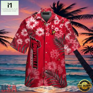 NCAA Louisville Cardinals Red Flowers Hawaiian Shirt
