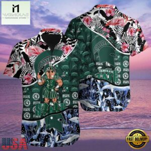 NCAA Michigan State Spartans Hawaiian Shirt 3D Print Personalized Cheap Button Up Hawaiian Shirt