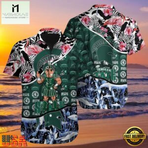 NCAA Michigan State Spartans Hawaiian Shirt 3D Print Personalized Cheap Button Up Hawaiian Shirt , Aloha Hawaiian Shirts 6 NCAA Michigan State Spartans Hawaiian Shirt 3D Print Personalized Cheap Button Up Hawaiian Shirt