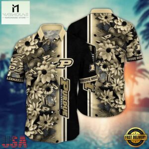 NCAA Purdue Boilermakers Flower Summer Button Hawaiian Shirt