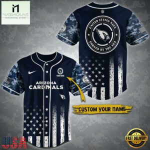 NFL Arizona Cardinals US Navy Forged By The Sea Custom Baseball Jersey