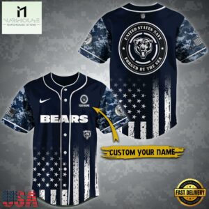 NFL Chicago Bears US Navy Forged By The Sea Custom Baseball Jersey