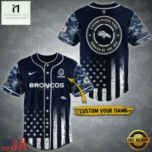 NFL Denver Broncos US Navy Forged By The Sea Custom Baseball Jersey
