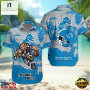 NFL Detroit Lions Football Mascot Summer Hawaiian Shirt