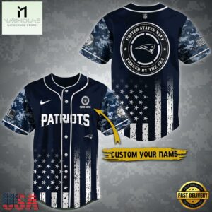 NFL New England Patriots US Navy Forged By The Sea Custom Baseball Jersey