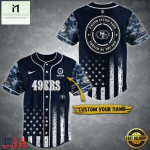 NFL San Francisco 49ers US Navy Forged By The Sea Custom Baseball Jersey