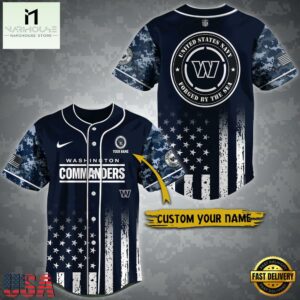 NFL Washington Commanders US Navy Forged By The Sea Custom Baseball Jersey