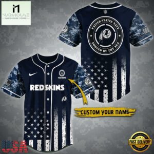 NFL Washington Redskins US Navy Forged By The Sea Custom Baseball Jersey