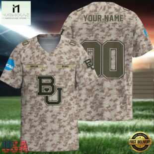 NCAA Baylor Bears Camo Veterans Personalized Football Jersey