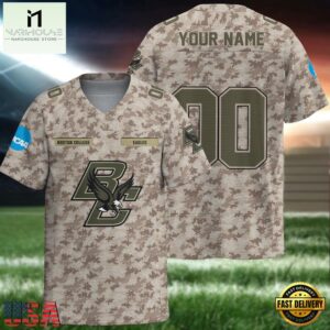 NCAA Boston College Eagles Camo Veterans Personalized Football Jersey