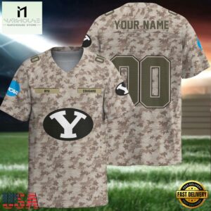 NCAA BYU Cougars Camo Veterans Personalized Football Jersey