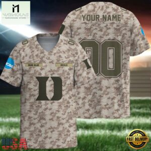 NCAA Duke Blue Devils Camo Veterans Personalized Football Jersey