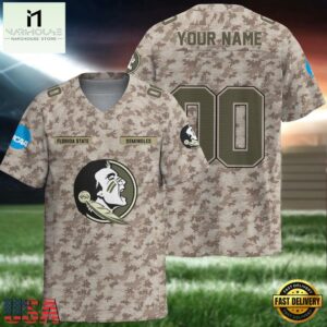NCAA Florida State Seminoles Camo Veterans Personalized Football Jersey