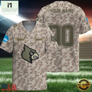NCAA Louisville Cardinals Camo Veterans Personalized Football Jersey