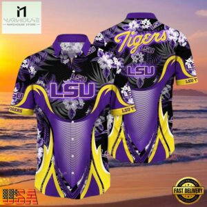 NCAA Lsu Tigers Flower Hawaiian Shirt 3D Shirt, Lsu Tigers Football Fathers Day Gifts