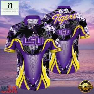 NCAA Lsu Tigers Flower Hawaiian Shirt 3D Shirt, Lsu Tigers Football Fathers Day Gifts