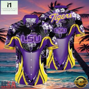 NCAA Lsu Tigers Flower Hawaiian Shirt 3D Shirt, Lsu Tigers Football Fathers Day Gifts