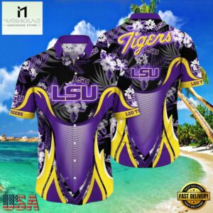 NCAA Lsu Tigers Flower Hawaiian Shirt 3D Shirt, Lsu Tigers Football Fathers Day Gifts